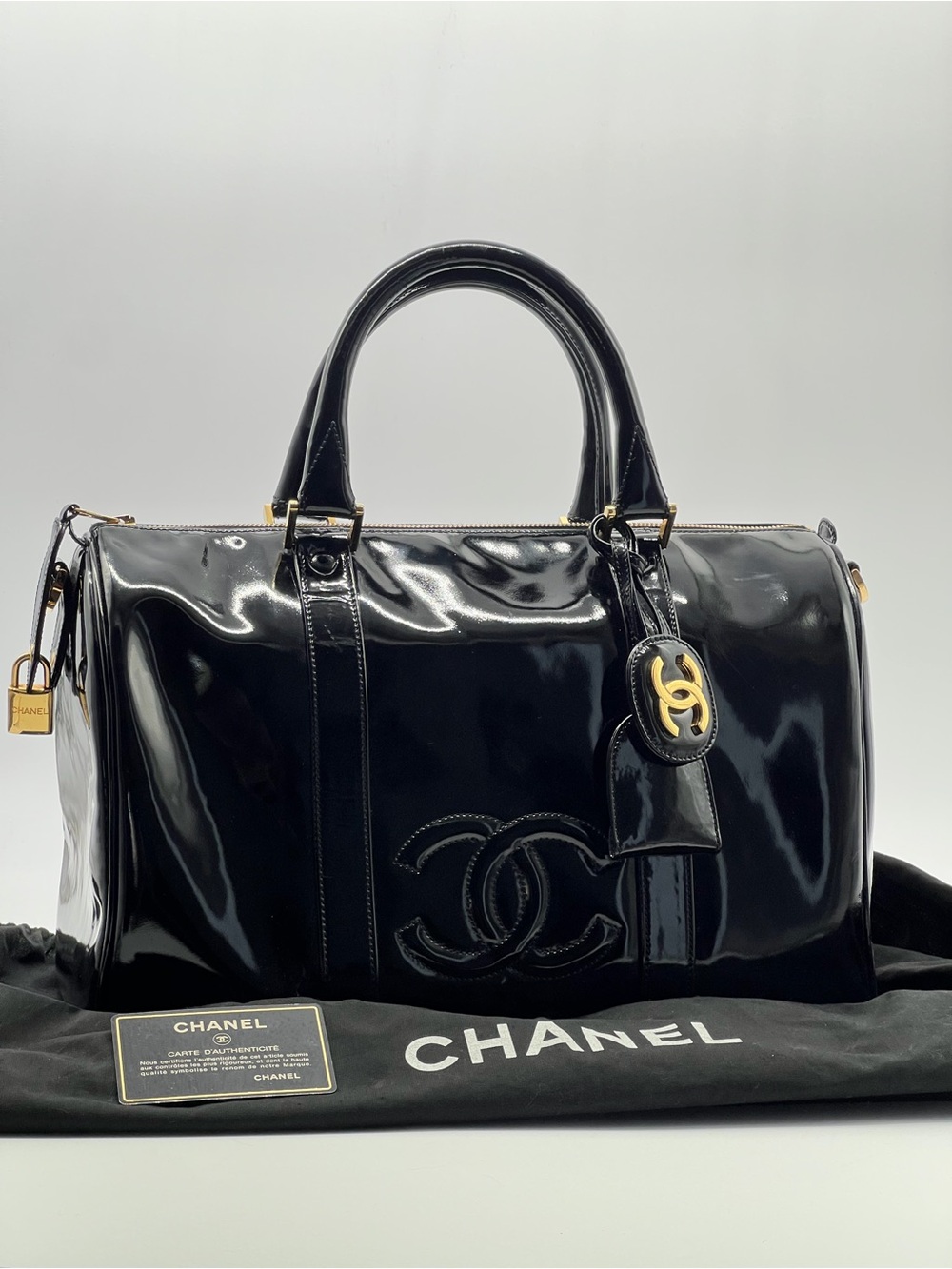 CHANEL VINTAGE PATENT BOSTON BAG